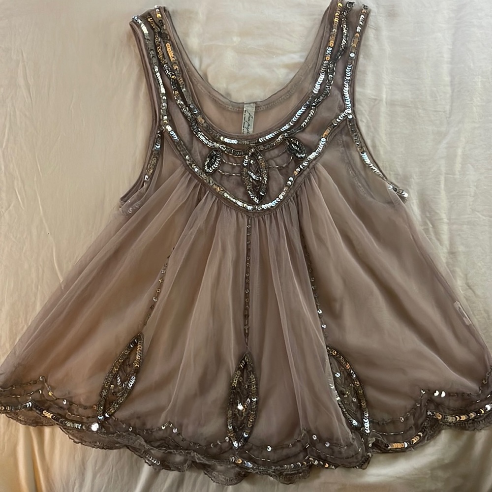 Free People Mesh Sparkle Top